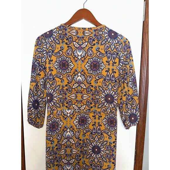 EVERLY Mustard/Tan Floral Midi Dress Size S - Picture 5 of 13